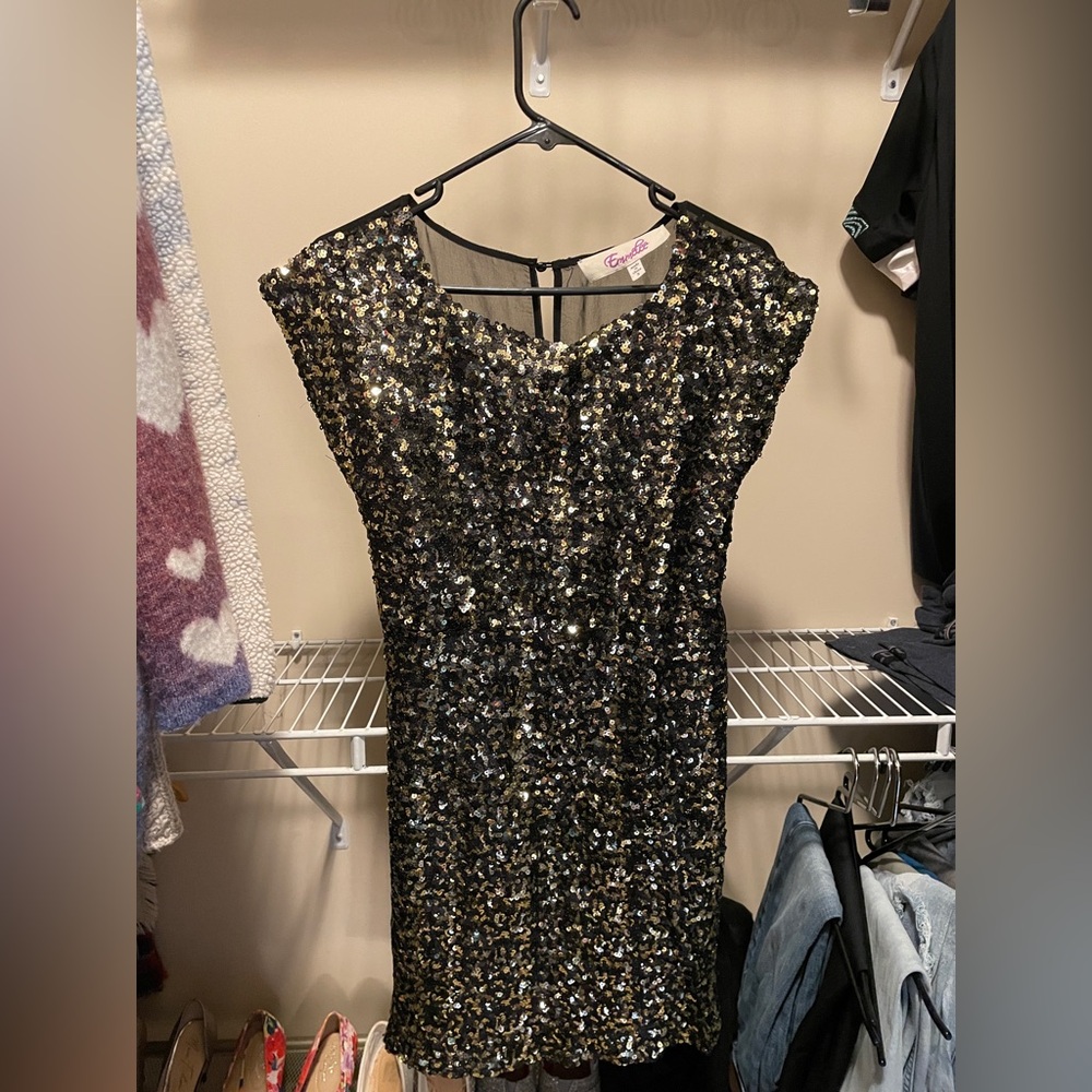 Emmelee gold and silver sequin evening dress